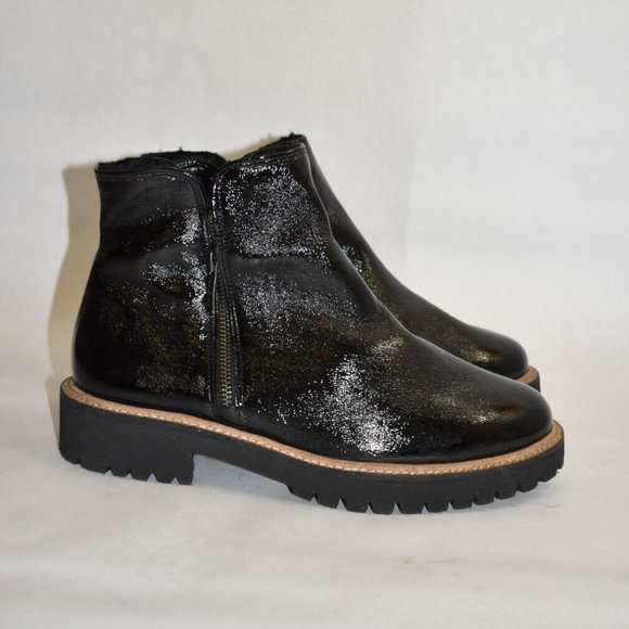 $550 Paul Green Natick Faux Fur Lined Boot LUG SOLE BLACK ZIP BLACK 10.5 (TC20) - Picture 2 of 7